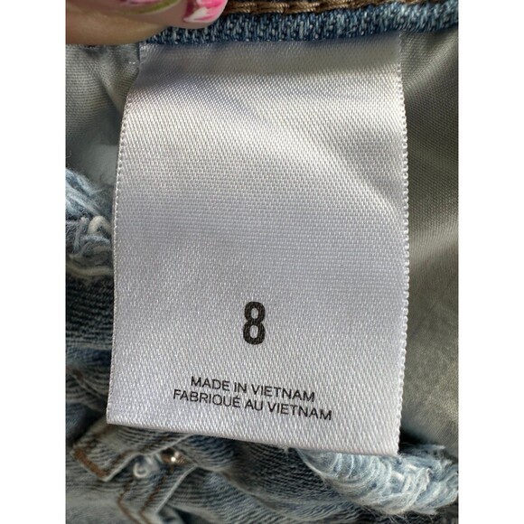 Express Distressed Ripped Frayed Hem Light Wash Denim Jeans Mini Skirt 8 - Picture 5 of 6